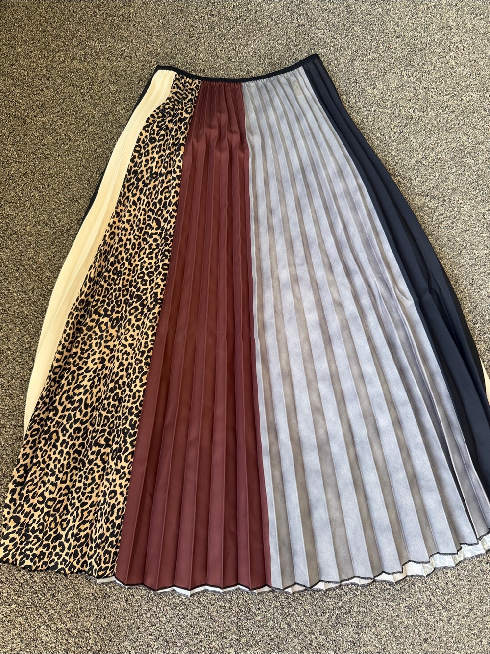 Pleated Colorblock Midi Skirt - Multi